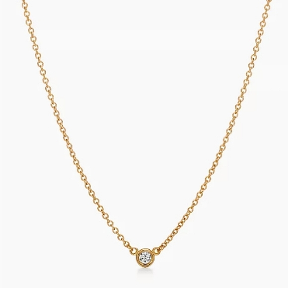 18K Tiffany Classic Diamond Solitaire Necklace des - Picture 2 of 10